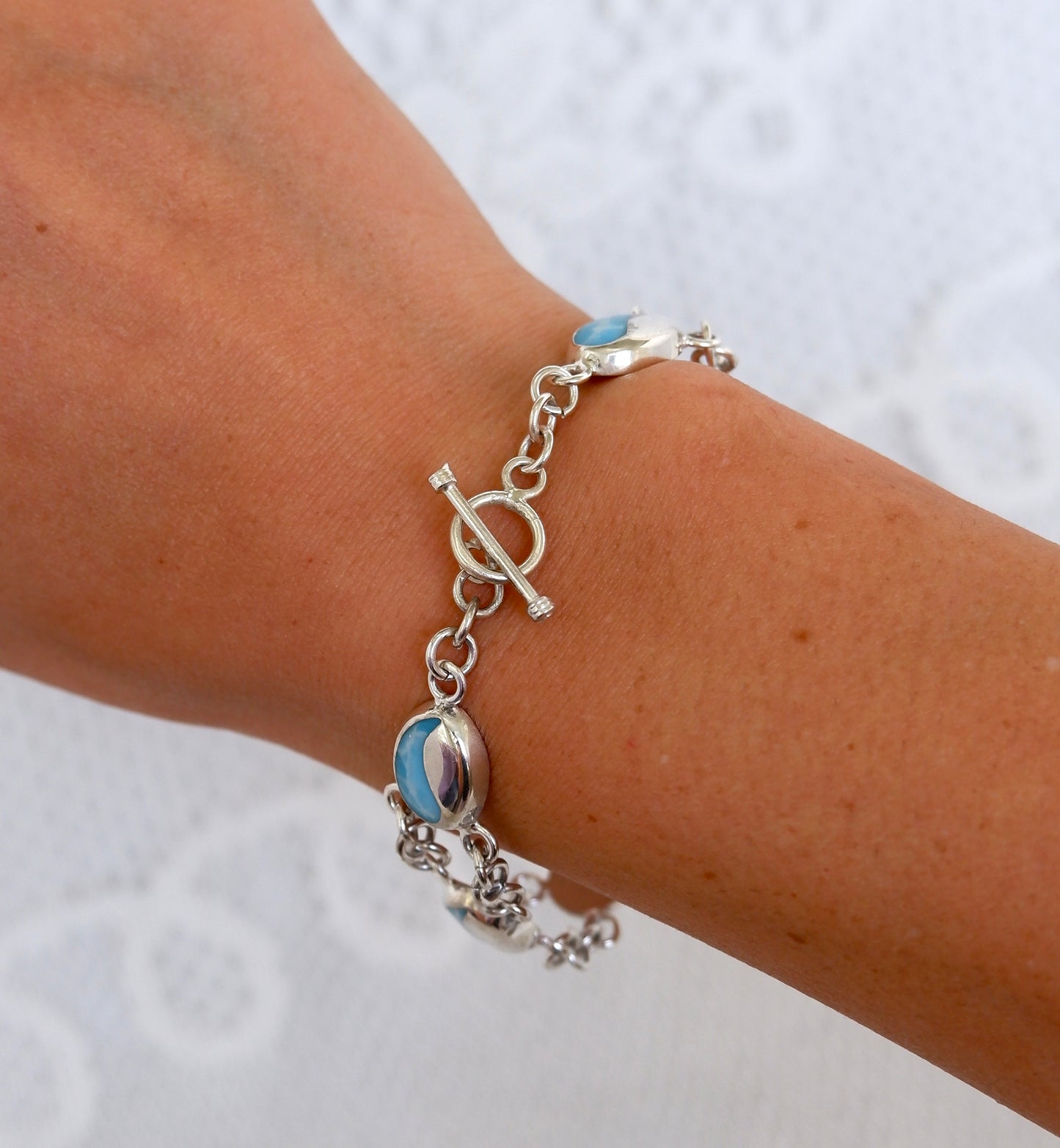 Yin Yang Larimar Chain Bracelet