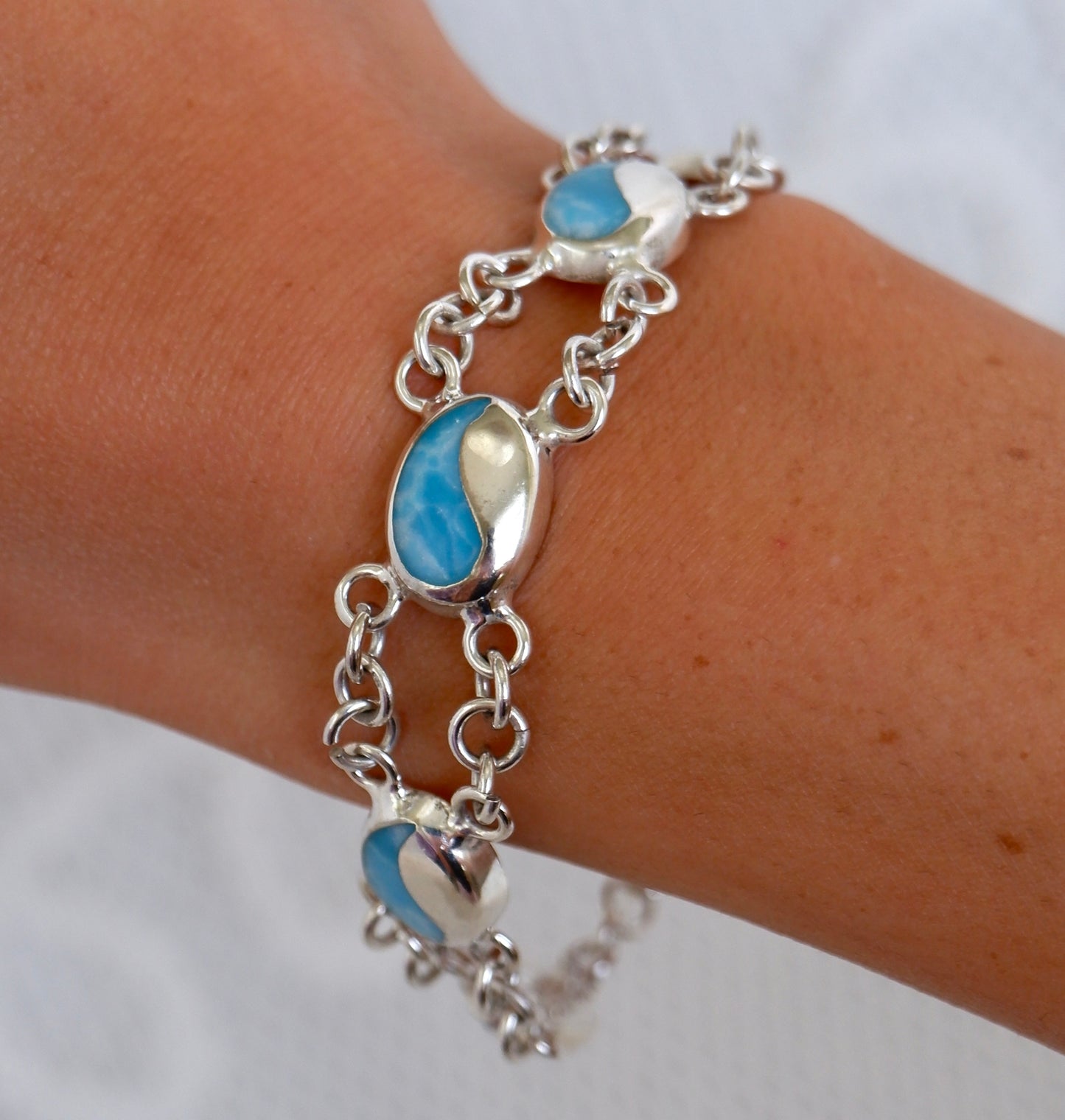 Yin Yang Larimar Chain Bracelet