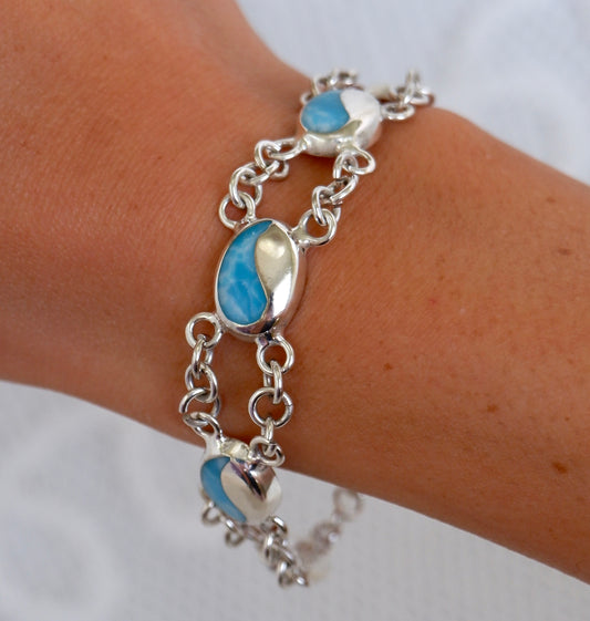 Yin Yang Larimar Chain Bracelet