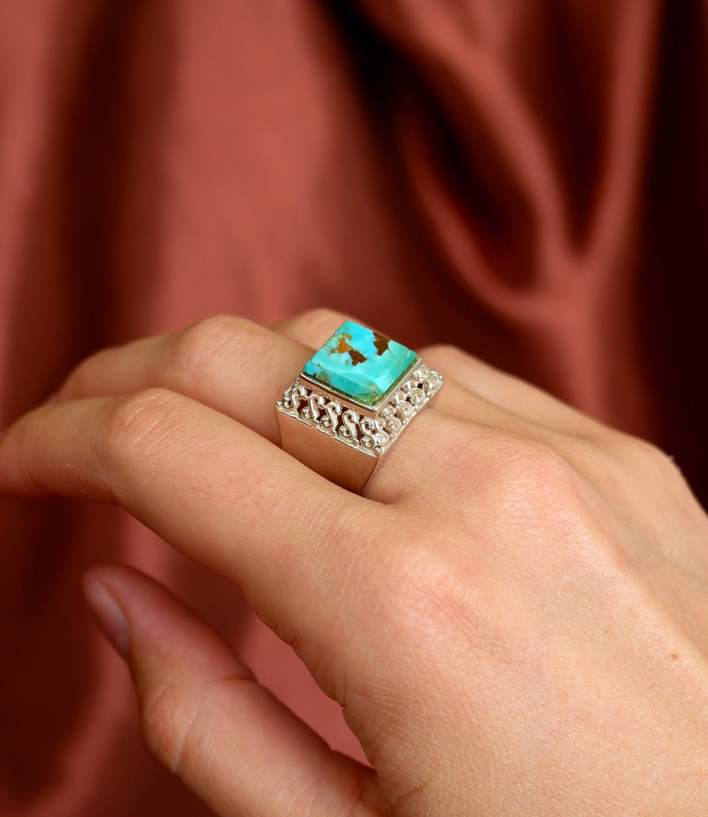 Chunky Blue Turquoise Ring