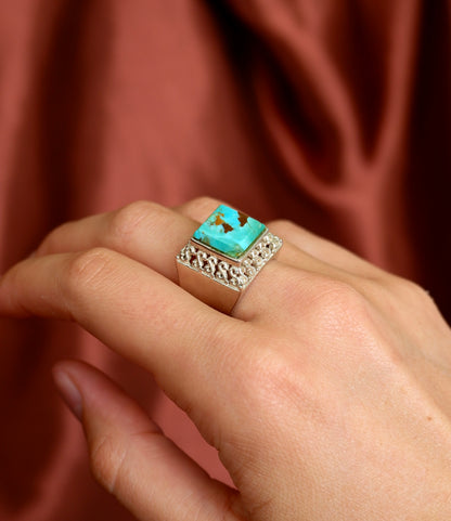 Chunky Blue Turquoise Ring