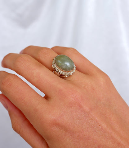 Ornate Oval Jade Ring