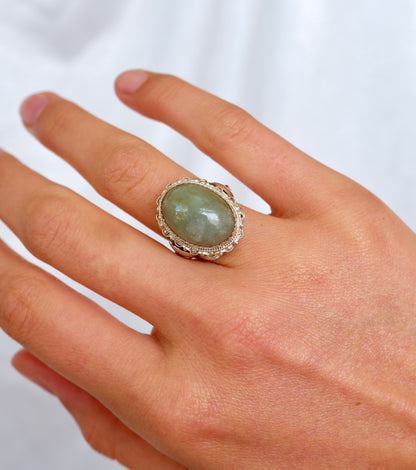 Ornate Oval Jade Ring