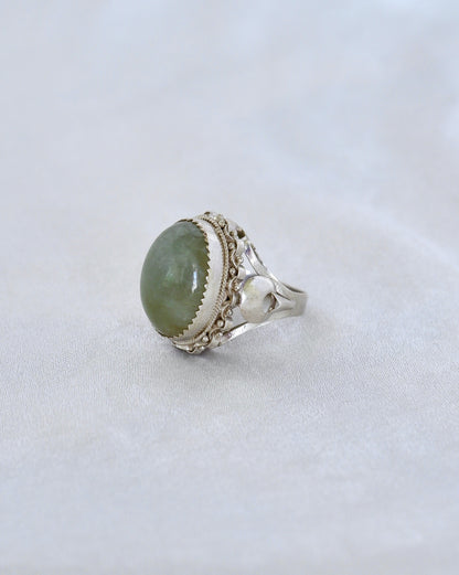 Ornate Oval Jade Ring