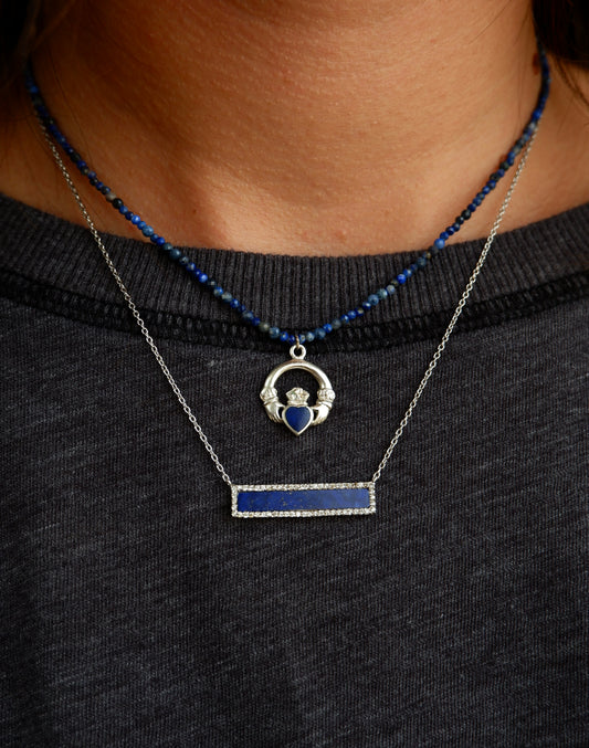 Lapis Lazuli Claddagh Necklace