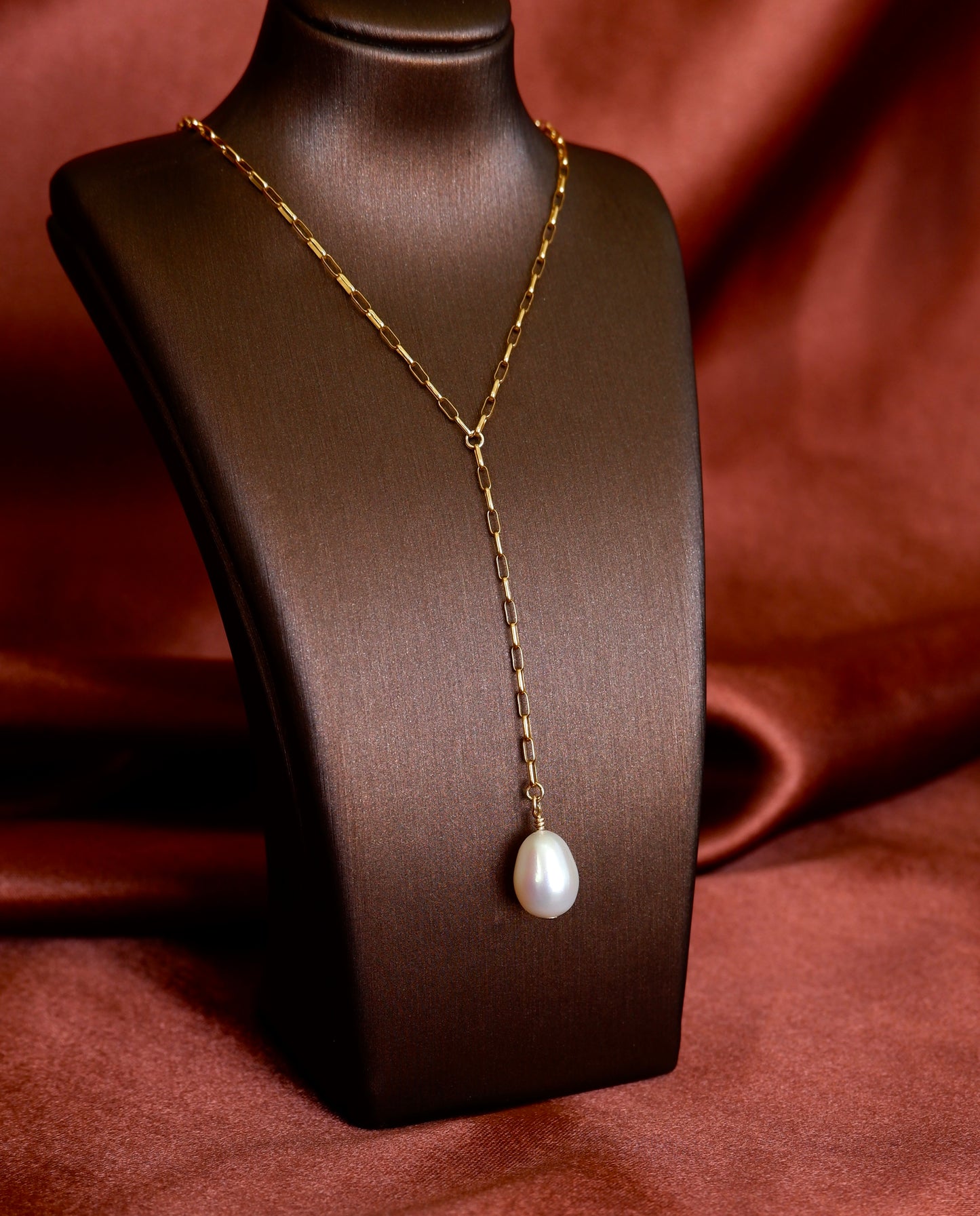 Dainty Pearl Lariat Necklace