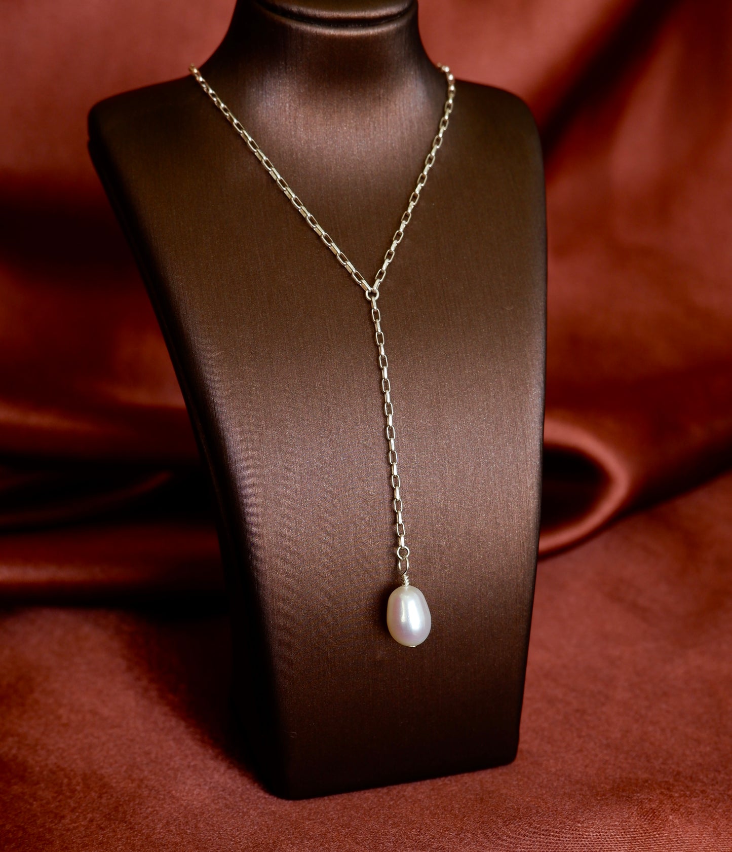 Dainty Pearl Lariat Necklace