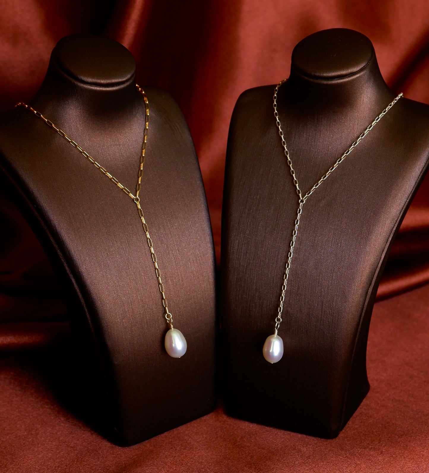 Dainty Pearl Lariat Necklace