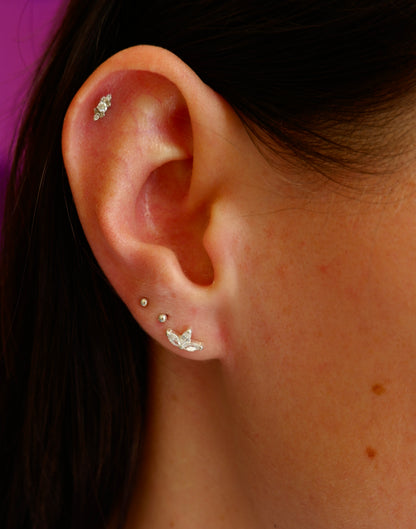 Marquise Leaflet Mini Stud Earrings