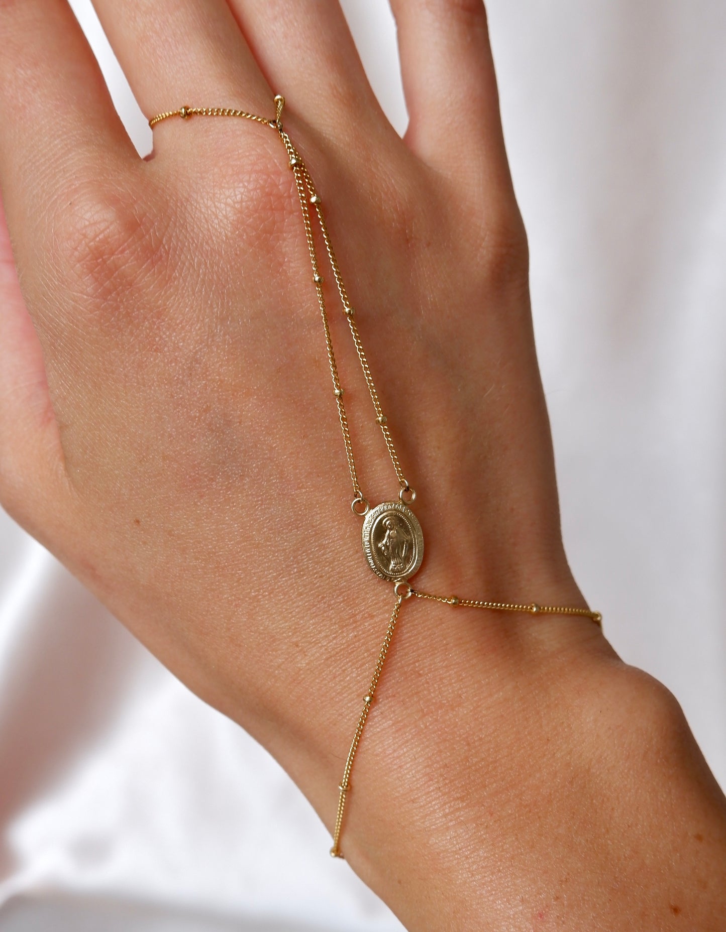 14K Gold Filled Rosary Inspired Hand Chain