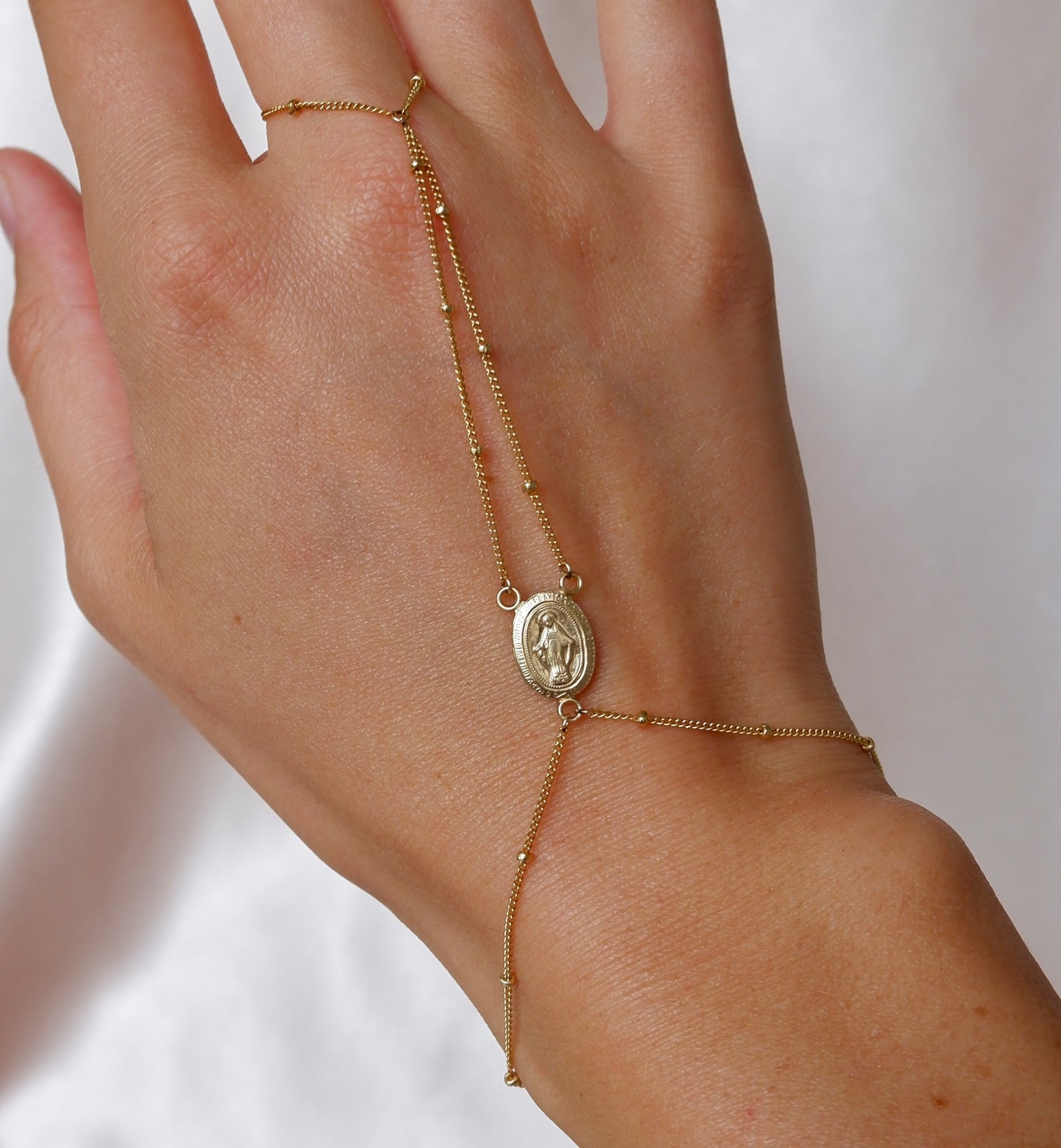 14K Gold Filled Rosary Inspired Hand Chain