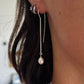 Sterling Silver Threader Drop Earrings with Natural Pink Pearls