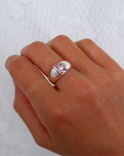 Dome Ring with Pink Stones