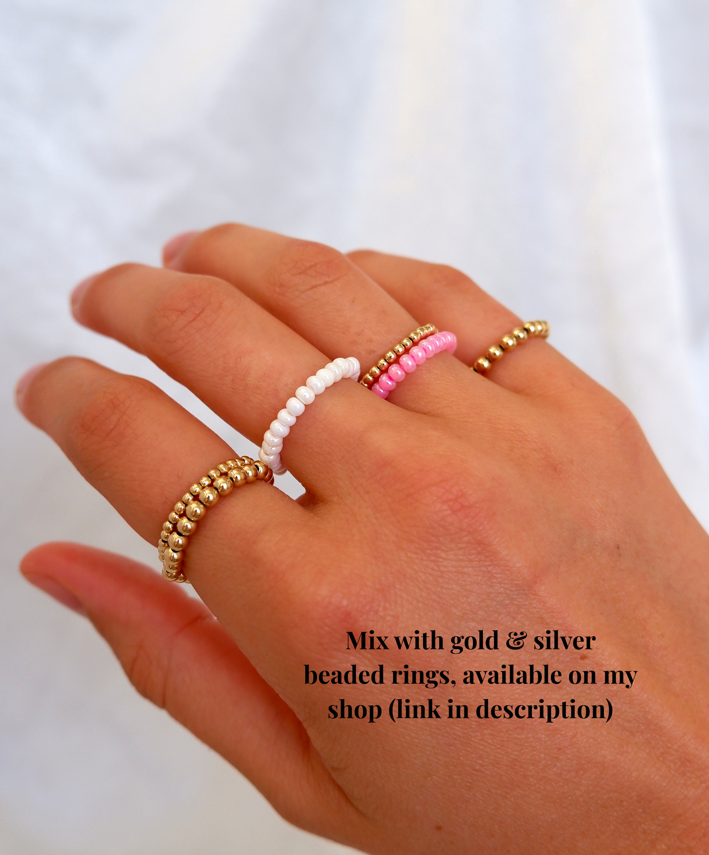 Colorful Beaded Stretch Ring
