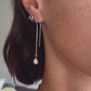 Sterling Silver Threader Drop Earrings with Natural Pink Pearls