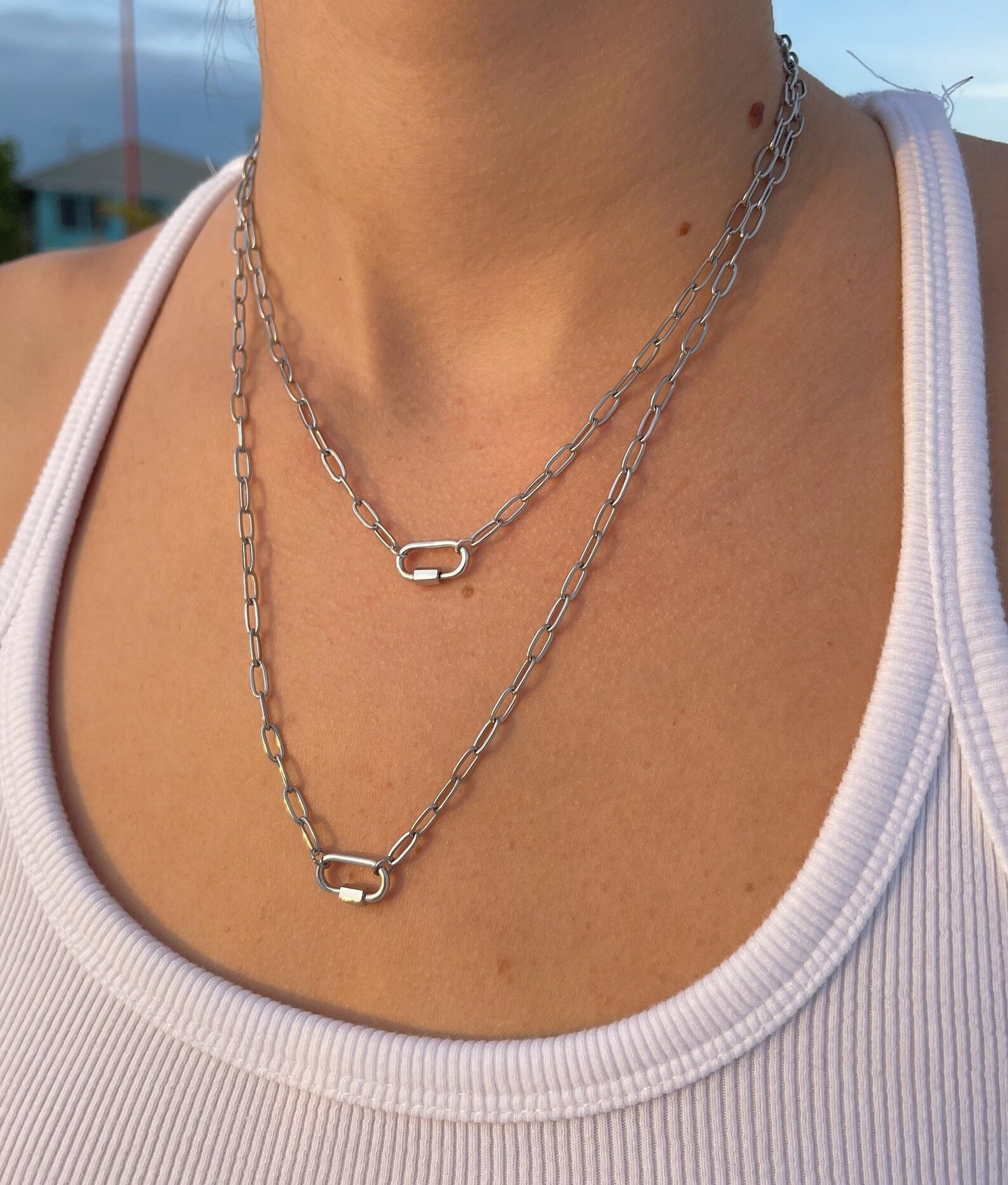 Paperclip Chain Carabiner Necklace