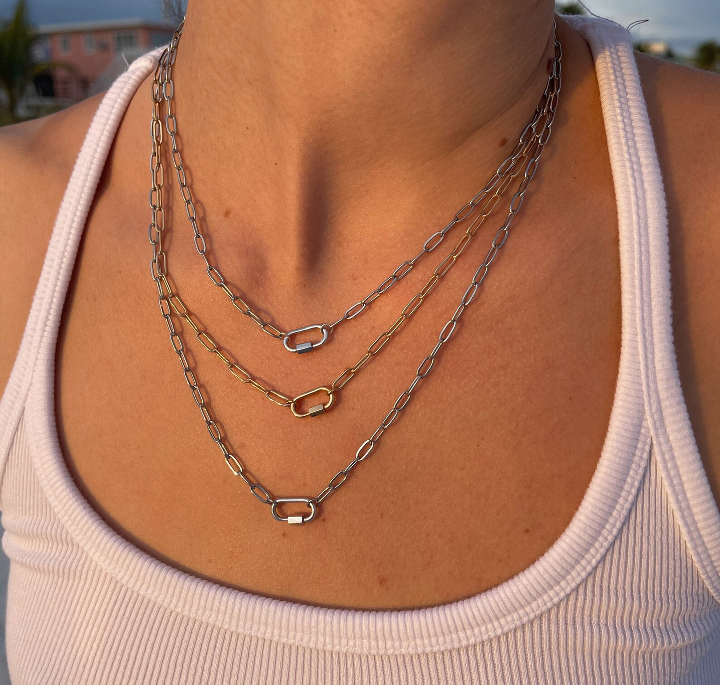 Paperclip Chain Carabiner Necklace