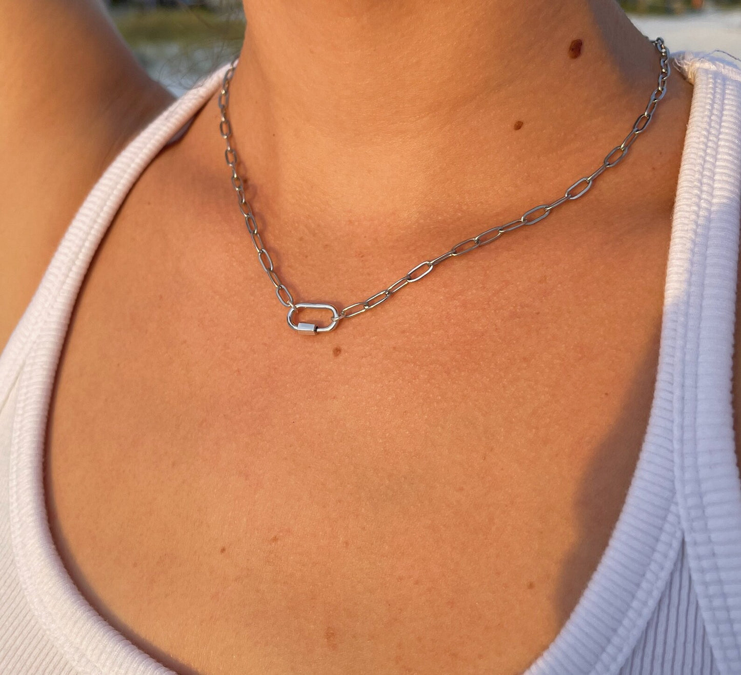 Paperclip Chain Carabiner Necklace