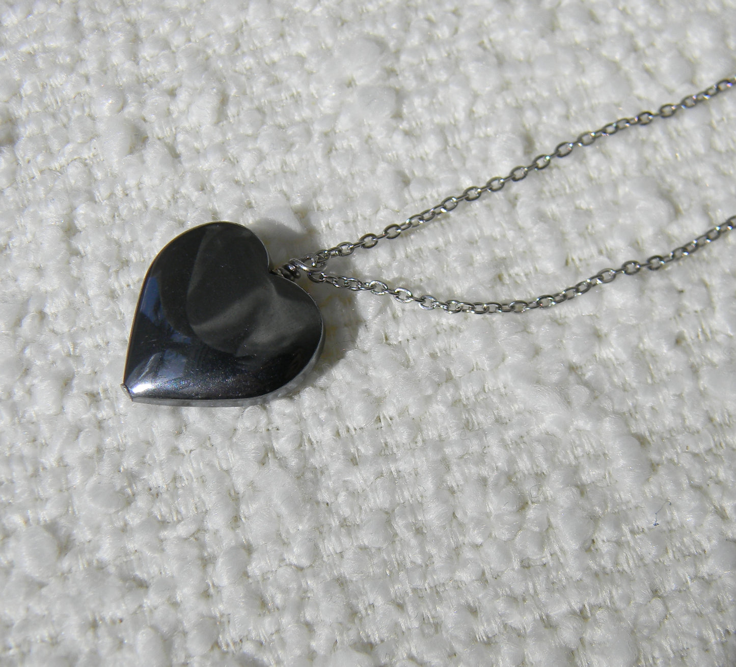 Large Hematite Heart Pendant Necklace